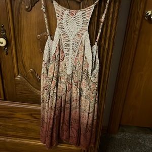 Paisley peach, green cream, and rust colors sleeveless tank top